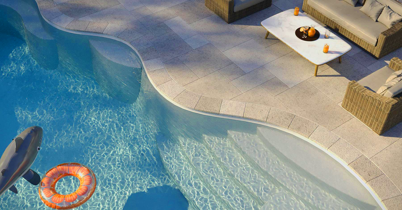 Modern fiberglass swimming pool installation in Dallas backyard