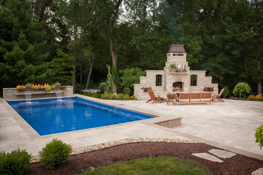 Modern concrete pool installation in Austin backyard